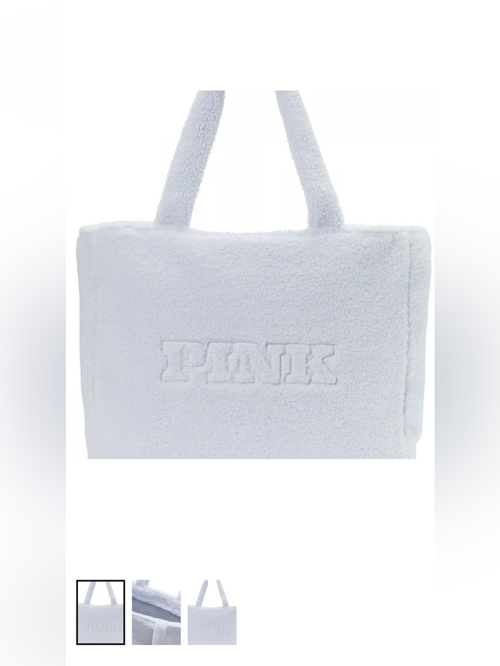 PINK Victoria's Secret Plush Tote in Light Blue